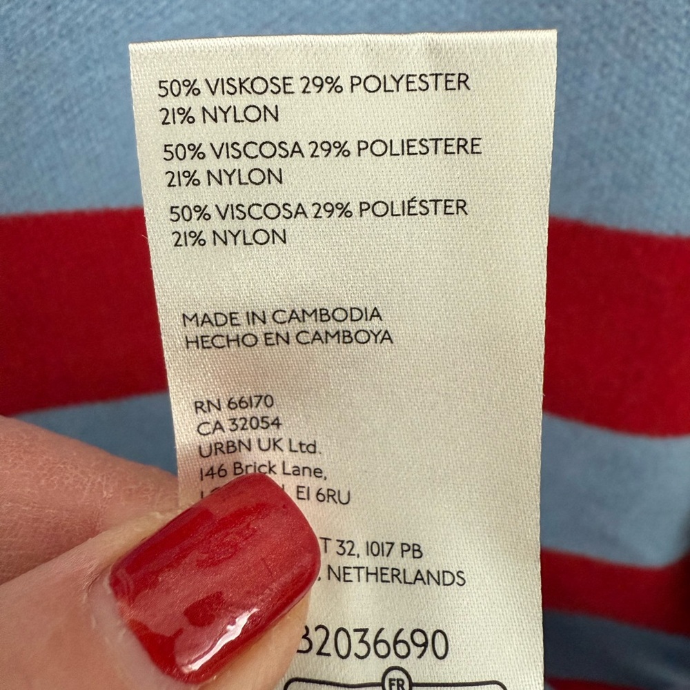NWOT ANTHROPOLOGIE Maeve Red and Blue Striped Polo - Picture 6 of 6